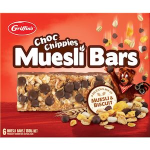 Griffins Muesli Bars Chocolate Chippie 180g 6pk