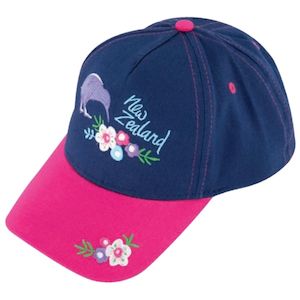 Childs Cap Kiwi and Bouquet Flowers Navy and Pink