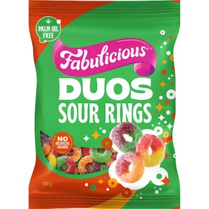 RJs Fabulicious Duos Sour Gummy Rings 180g