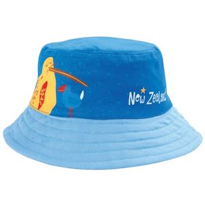 Childs Bucket Hat Kiwi and Ponga Blue 2-5yrs