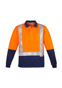 Clothing manufacturing: HI VIS SPLICED POLO LONG SLEEVE SHOULDER TAPED  ZH234