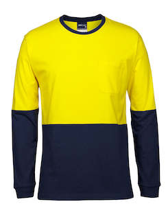 Clothing manufacturing: HI VIS L/S CREW NECK COTTON T-SHIRT  6HVTN