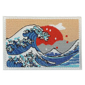 Great Wave Rising Sun Embroidered Patch