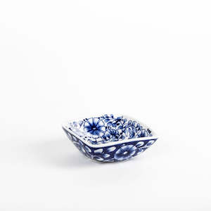 Small Square Bowl with Blue Flowers *** CLEARANCE - 20% OFF! ***