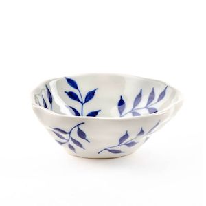 White Bowl with Blue Leaves *** CLEARANCE - 20% OFF! ***