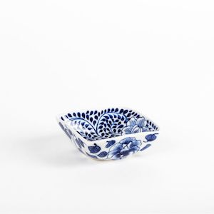 Small Square Bowl with Blue Flowers & Ferns *** CLEARANCE - 20% OFF! ***