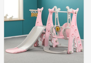 kids slide and swing slide set Pink BLEY01