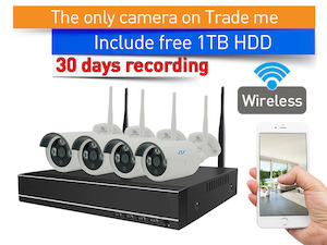 include 1TB HDD 24hrs storage CCTV wireless security Camera NVR 4CH 1080P