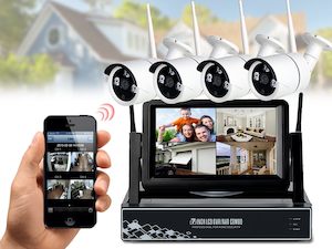 Wireless Security camera system CCTV NVR surveillance with MONITOR