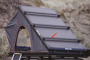 Triangle rooftop tent mounted rack