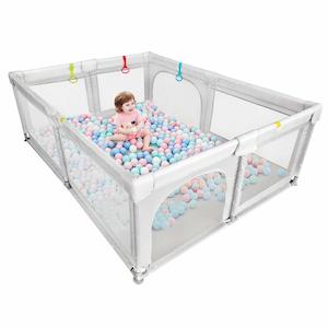 FOLDING PLAYPEN baby PLAYPEN kids play pen 180 x 150cm light grey