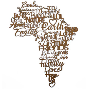 Africa Map English Words Kiwi Laser