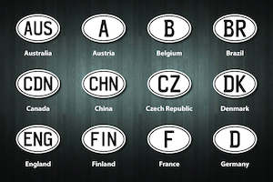 Hobby equipment and supply: Country Designation Oval Stickers