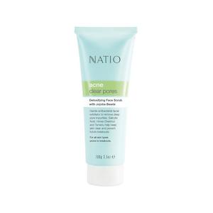 Pharmacy: Natio Acne Clear Pores Detoxifying Face Scrub with Jojoba Beads 100g