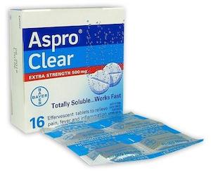 Pharmacy: Aspro Clear Extra Strength Effervescent 500mg Tablets 16