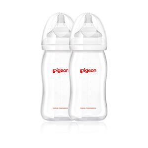 Pigeon SofTouch Peristaltic Plus Wide Neck Nursing Bottles Twin Pack PP 240ml (M)