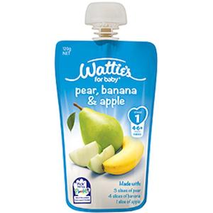 Wattie's Stage 1 Baby Food Pear, Banana & Apple 120g