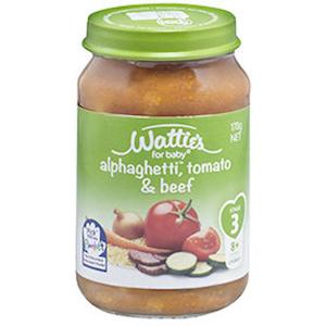 Wattie's Stage 3 Baby Food Alphaghetti, Tomato & Beef 170g