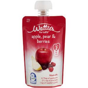 Pharmacy: Wattie's Stage 2 Baby Food Apple, Pear & Berries 120g