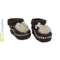 Crochet Wool/Lambskin Baby Bootee