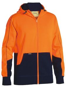 Bisley Hi-Vis Zip Front Fleece Hoodie