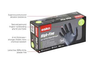 Esko Super Strength Nitrile Industrial Black Gloves