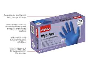 Esko High Five High Risk Latex Disposable gloves Purple Box