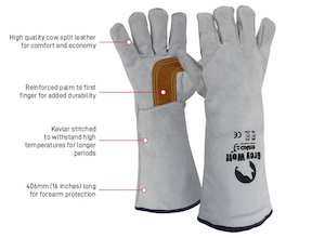 Esko Grey Wolf Welders Glove Grey/Green Kevlar Stitched