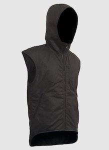 Work clothing: Styxmill Brown Fur Lined Vest With Hood