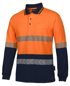 Work clothing: JB's Hi Vis L/S Segmented Tape Polo