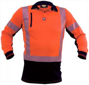 Work clothing: Caution Day/Night Microvent L/S Polo's