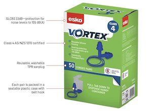 Work clothing: Esko Vortex Corded Earplug Box/50 pairs