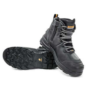 Work clothing: Bison XT Zip Side Lace up Safety Boot - BLACK