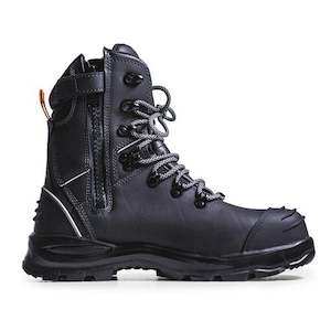 Work clothing: Bison XT High Leg Zip Side Lace up safety Boot Black