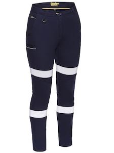 Work clothing: Bisley Women's Taped Mid Rise Stretch Cotton Pants