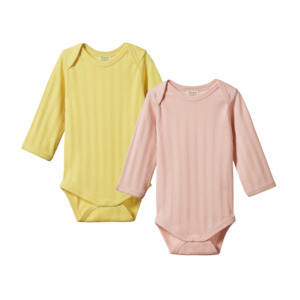 2 pack derby long sleeve bodysuits citron/rose