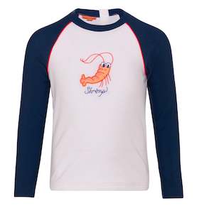 BABY BOYS WHITE SHRIMPY LONG SLEEVE RAGLAN RASH VEST