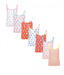 Set of 7 printed cotton vests