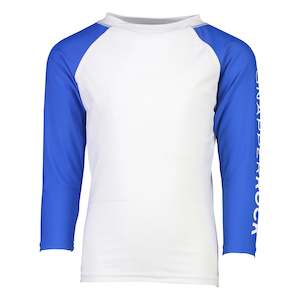 White Blue Sleeve LS Rash Top