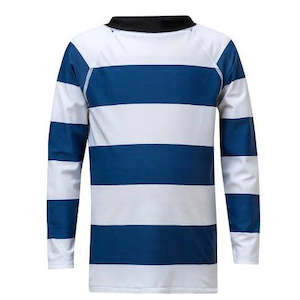 Denim/White Rugby Stripe LS Rash Top