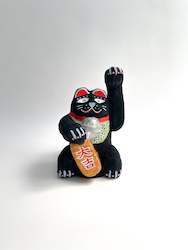 Hariko (papier-maché) Maneki-neko (Cat), made by Furukawa in Kyoto, (Black, Large)