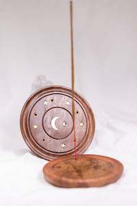 Wooden Round Incense Holder