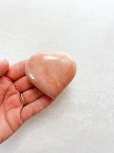 Peach Moonstone Crystal Heart Carving #1 | The Stone of Emotional Healing