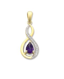 Amethyst & Diamonds set in 9ct Gold Pendant