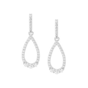 Silver Open Teardrop CZ Earrings