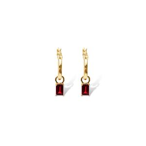 Jewellery: Sterling Silver Rhodolite Garnet Rectangle Drop Hoop Earrings