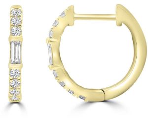 18ct Yellow Gold Baguette and Round Lab Grown Diamond Huggies