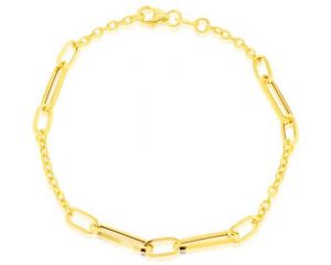 Jewellery: 9ct Gold Long Open Link Bracelet