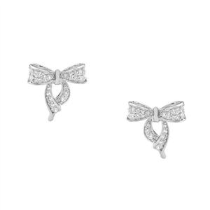 ss white cz bow stud earrings