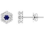 White Gold Sapphire and Diamond Studs